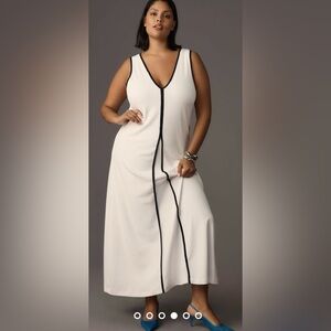 Maeve White Maxi Dress with Black Trim